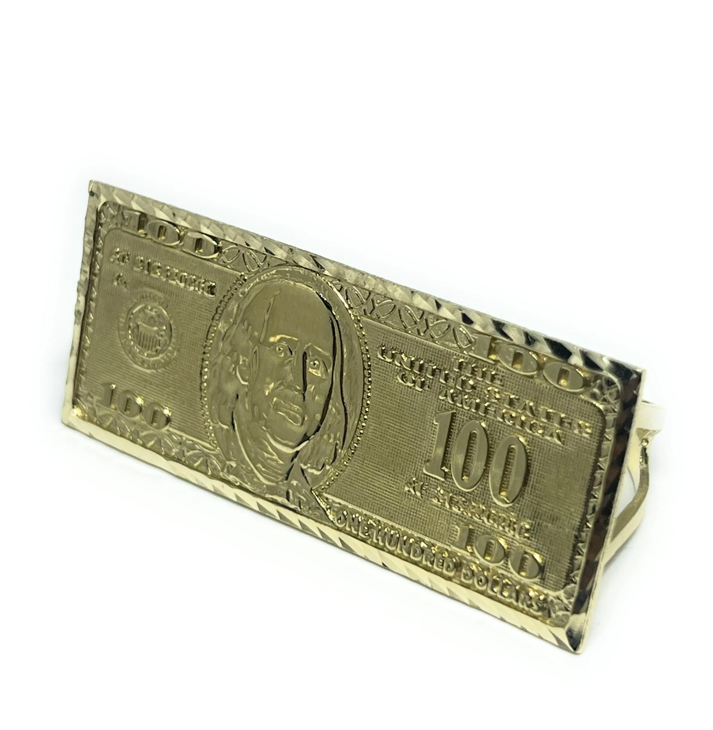 10k Solid Gold Yellow TWO FINGER 100 DOLLAR BENJAMINS Ring (11.8g)