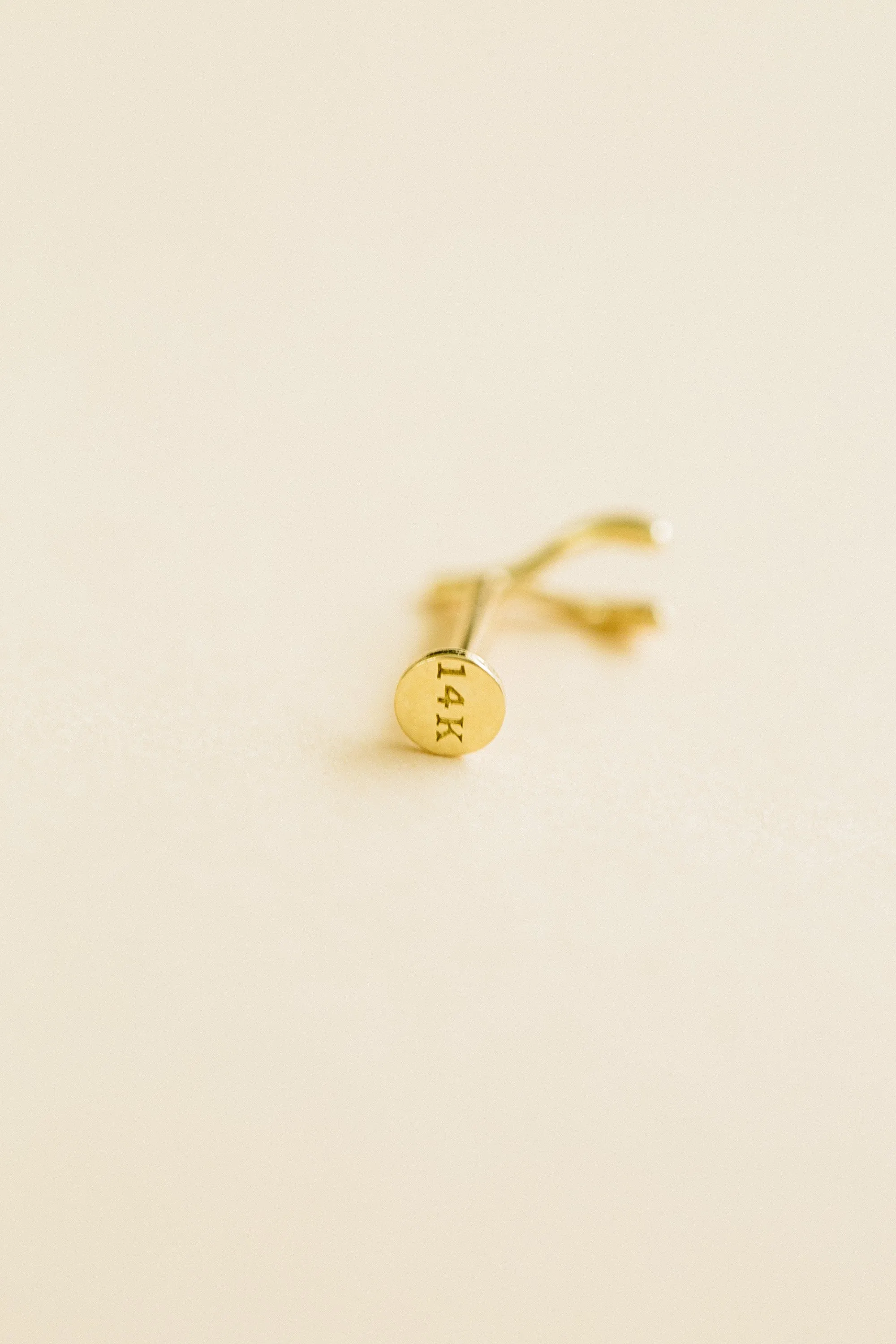 14K Real Gold Wishbone Forward Helix Cartilage Tragus Inner Conch Ear Stud Post Internally Threaded Earring Labret