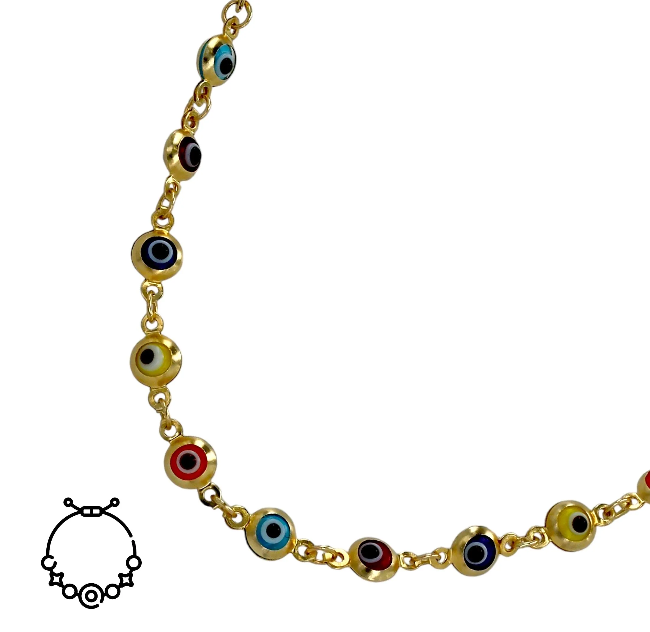 14k Yellow gold mix color eyes bracelet