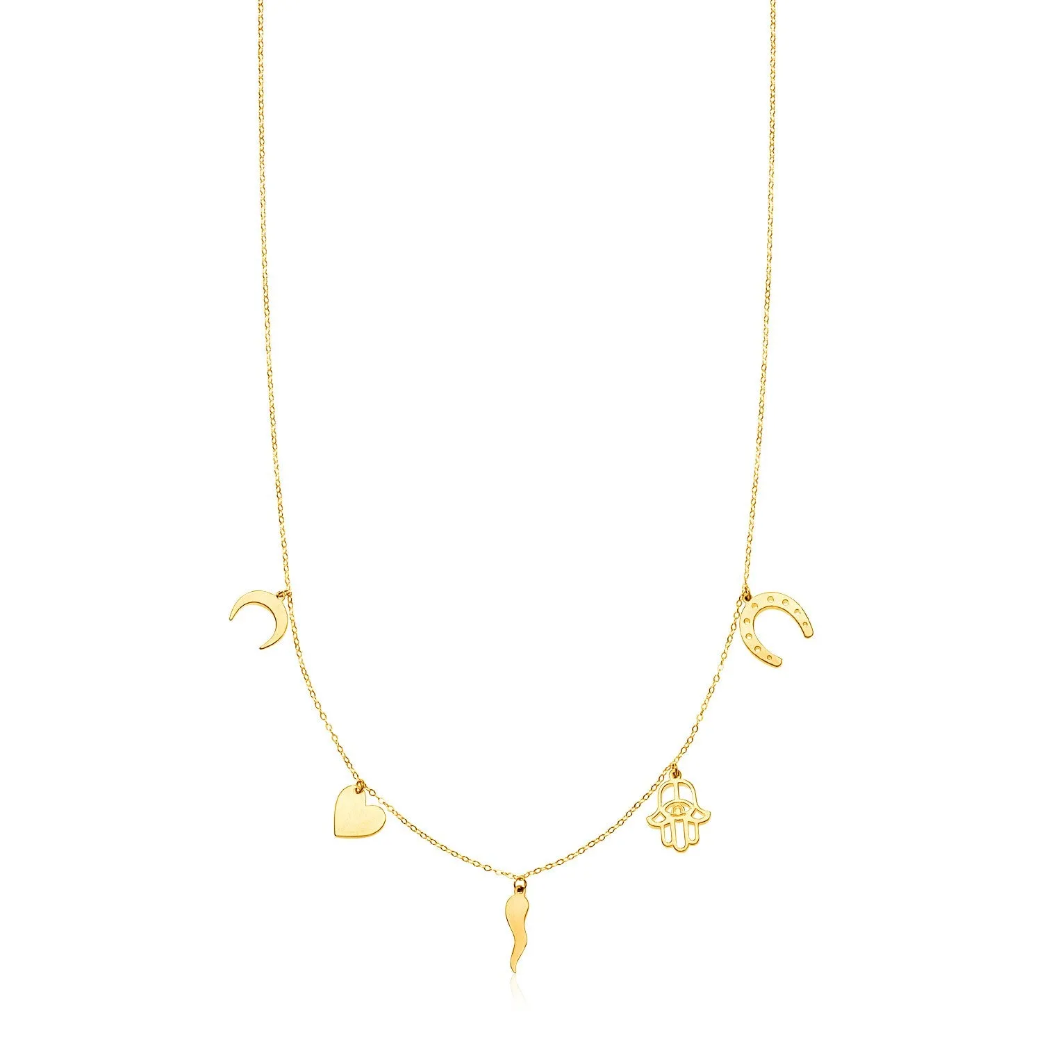 14K Yellow Gold Necklace with Polished Charmsrx47678-18-rx47678-18