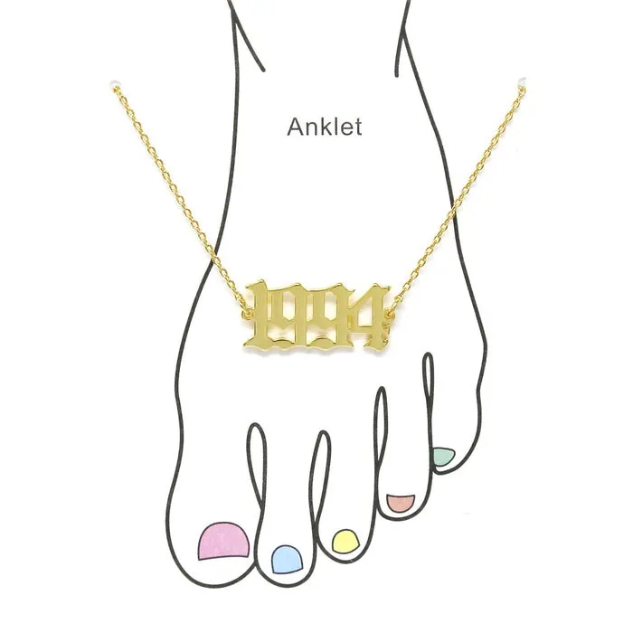 1994 Year Plate Gold Dipped Anklet
