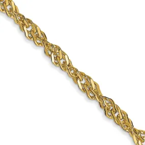 2.75mm 14K Yellow Gold Hollow Singapore Chain Necklace