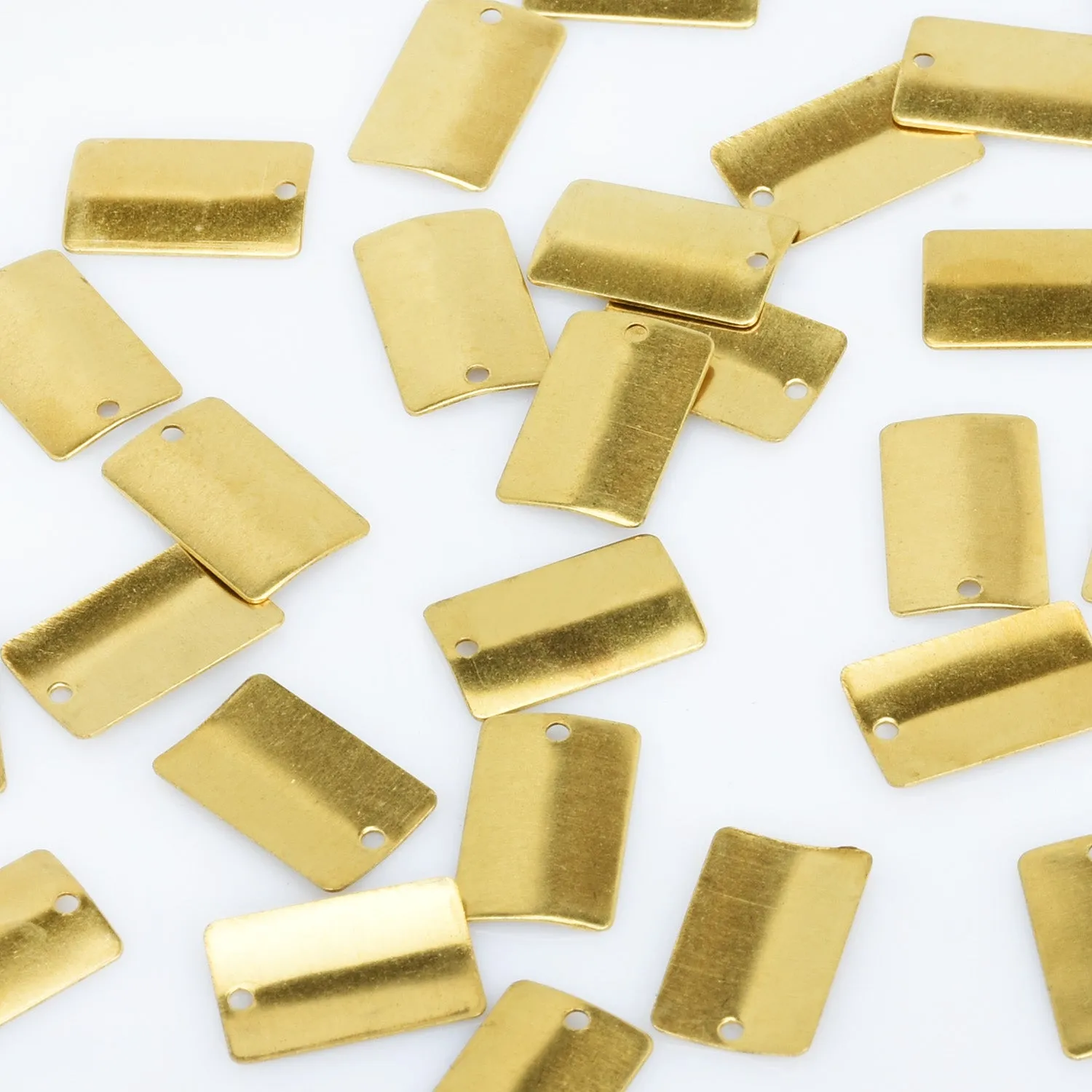 3/8*5/8 Brass Curved Rectangle Blank Stamping Charm with 1.2mm hole Geometric Findings Connector 20pcs 10275650