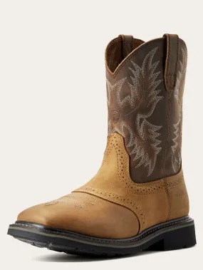 Ariat 10010148 Mens Sierra Wide Square Toe Work Boot Aged Bark Tan