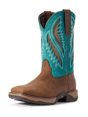 Ariat 10031665 Womens Anthem VentTEK Square Toe Boot Turquoise Chocolate