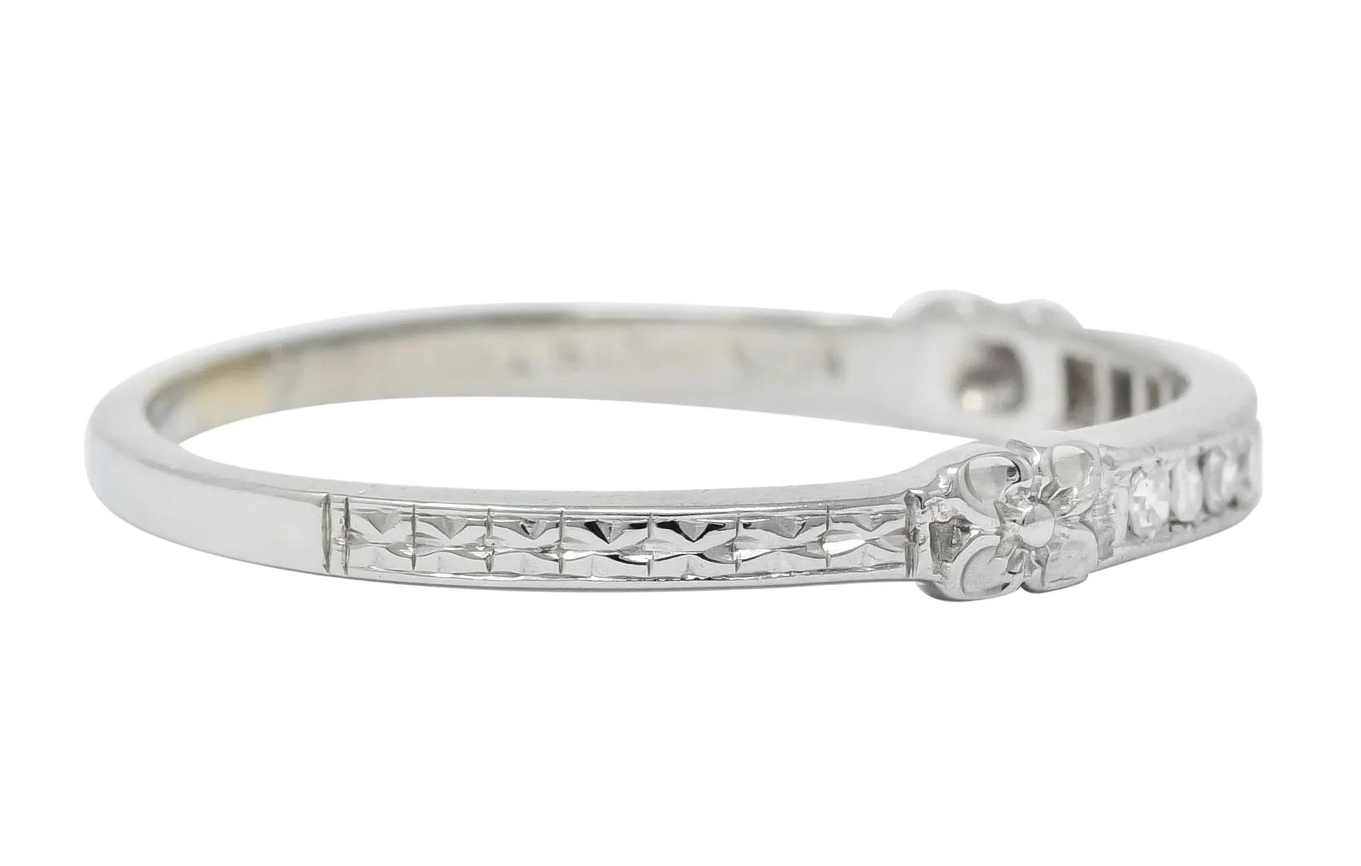 Art Deco Diamond 18 Karat White Gold Anniversary Band Ring