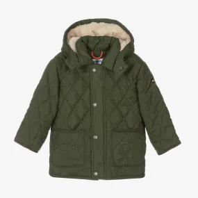 Boys Khaki Green Quilted Coat