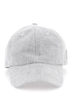 Brunello Cucinelli diagonal Linen*** Wool And Silk Baseball Cap   Grey