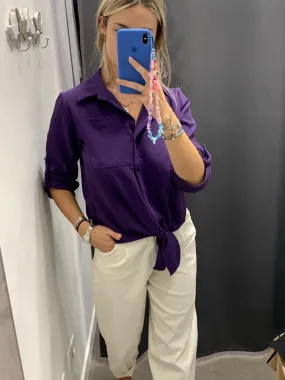 Camicetta viola con fiocchetto