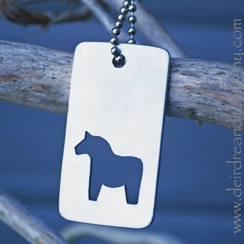 Dala Horse Key Chain in Pewter