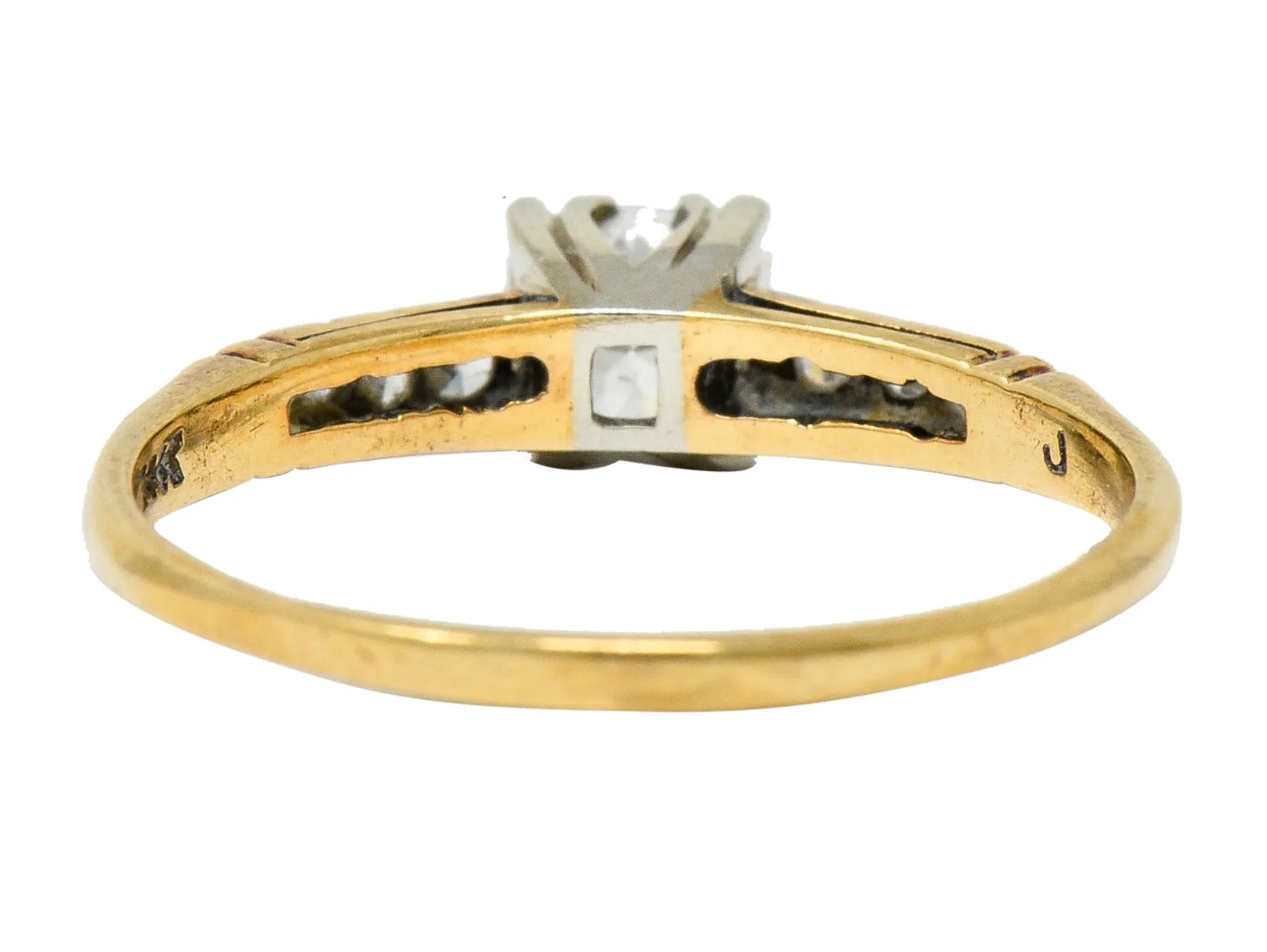 Early Art Deco 0.50 CTW Diamond 14 Karat Two-Tone Gold Engagement Ring