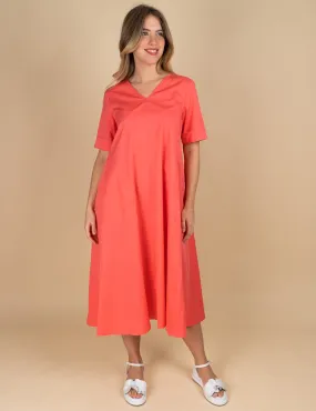 Gaia Life - Abito lungo in cotone elasticizzato corallo