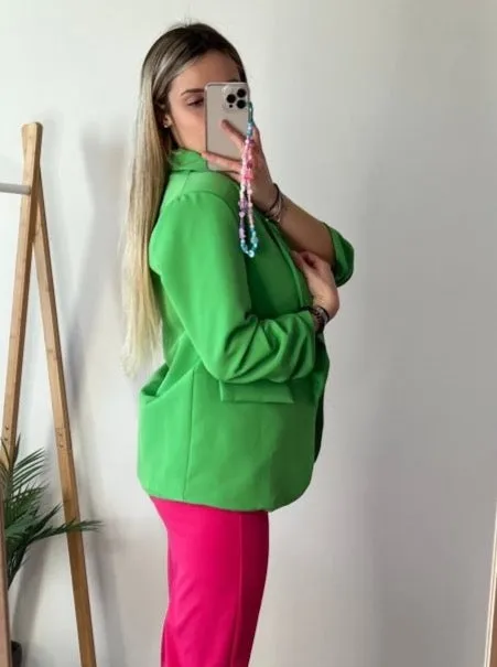 Giacca verde chiaro con manica drappeggiata