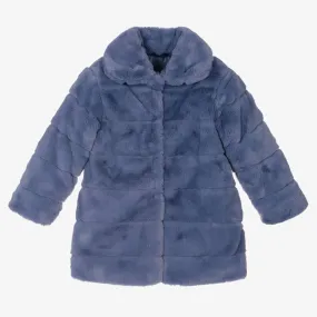 Girls Blue Faux Fur Coat