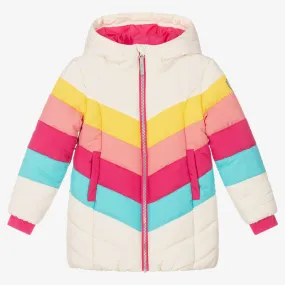 Girls Ivory Hooded Puffer Coat