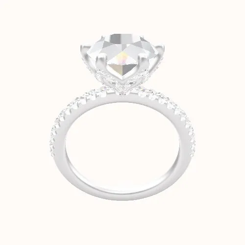 illusion Pave Engagement Ring With Pave Petal Six Prong Head