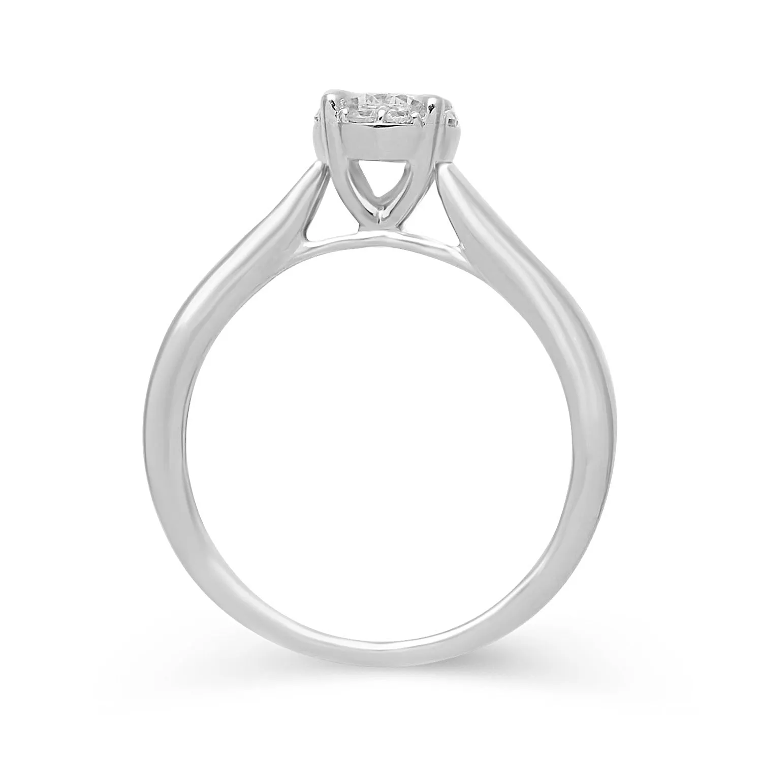 Jewelili 10K White Gold With 1/8 CTTW Natural White Round Diamonds Ring