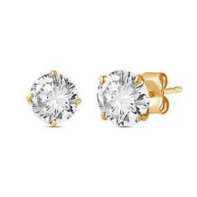 Jewelili 10K Yellow Gold With Cubic Zirconia Stud Earrings
