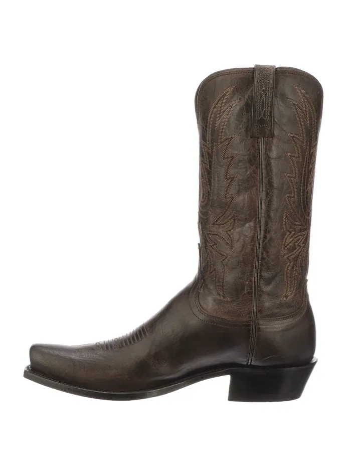 Lucchese N1556.54 Mens CORBIN Mad Dog Goat Snip Toe Boots Dark Chocolate Brown