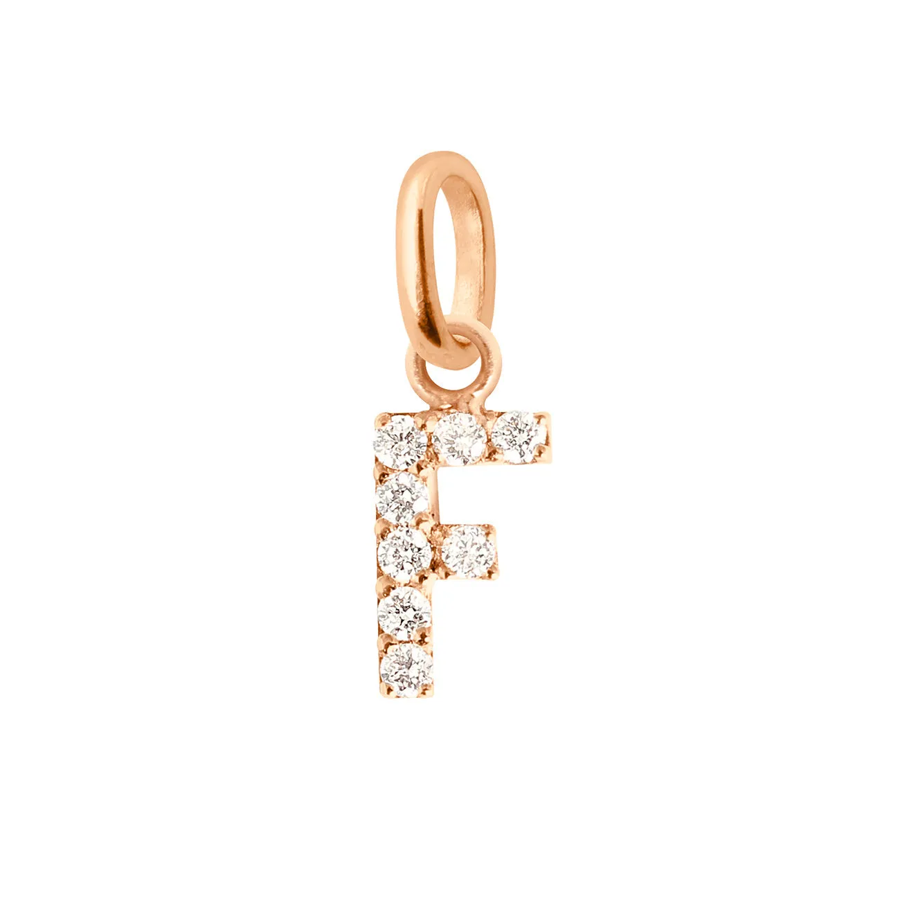 Lucky Letter F Diamond Pendant, Rose Gold