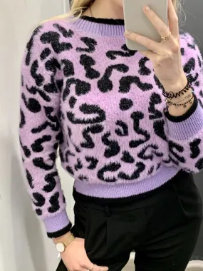 Maglioncino peluche lilla effetto animalier