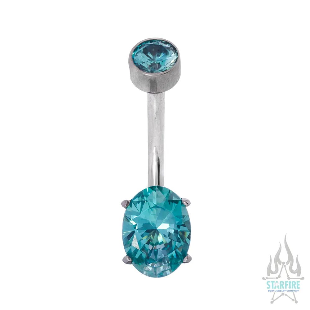 Oval-Cut Brilliant-Cut Gem Navel Curve