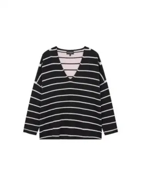 Overseas Station Season Big Chance 8 18 Women s Striped V neck Sweater Black 271853