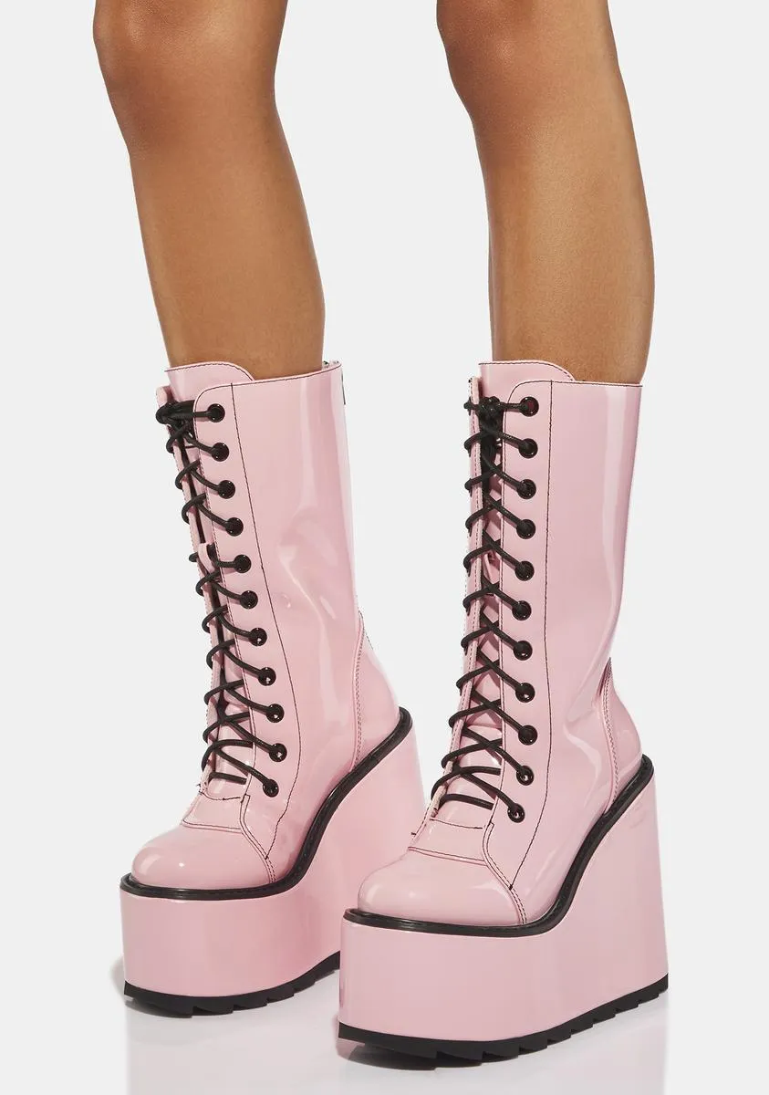 Pink Dune Platform Boots-