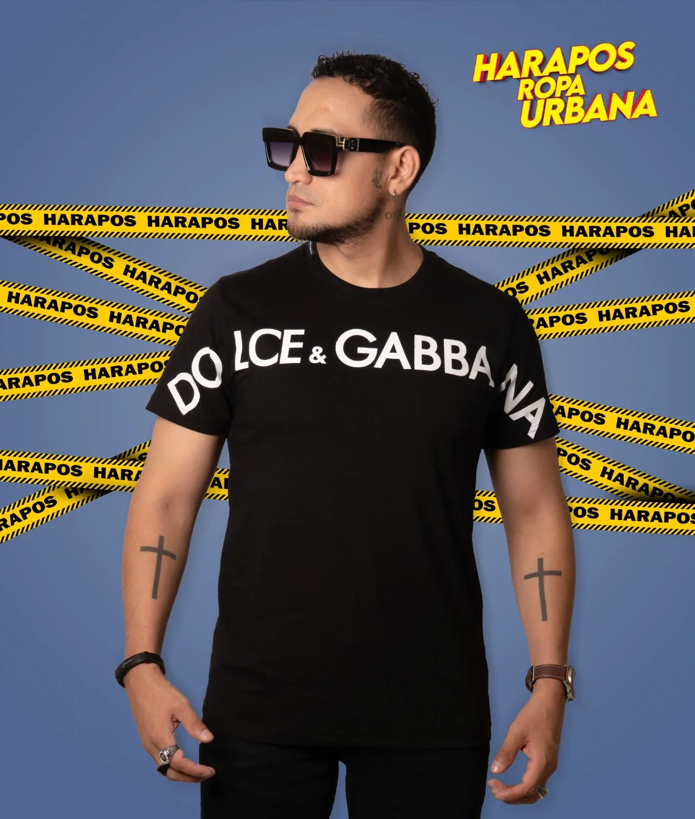 Polera dolce and gabbana negra letras blancas