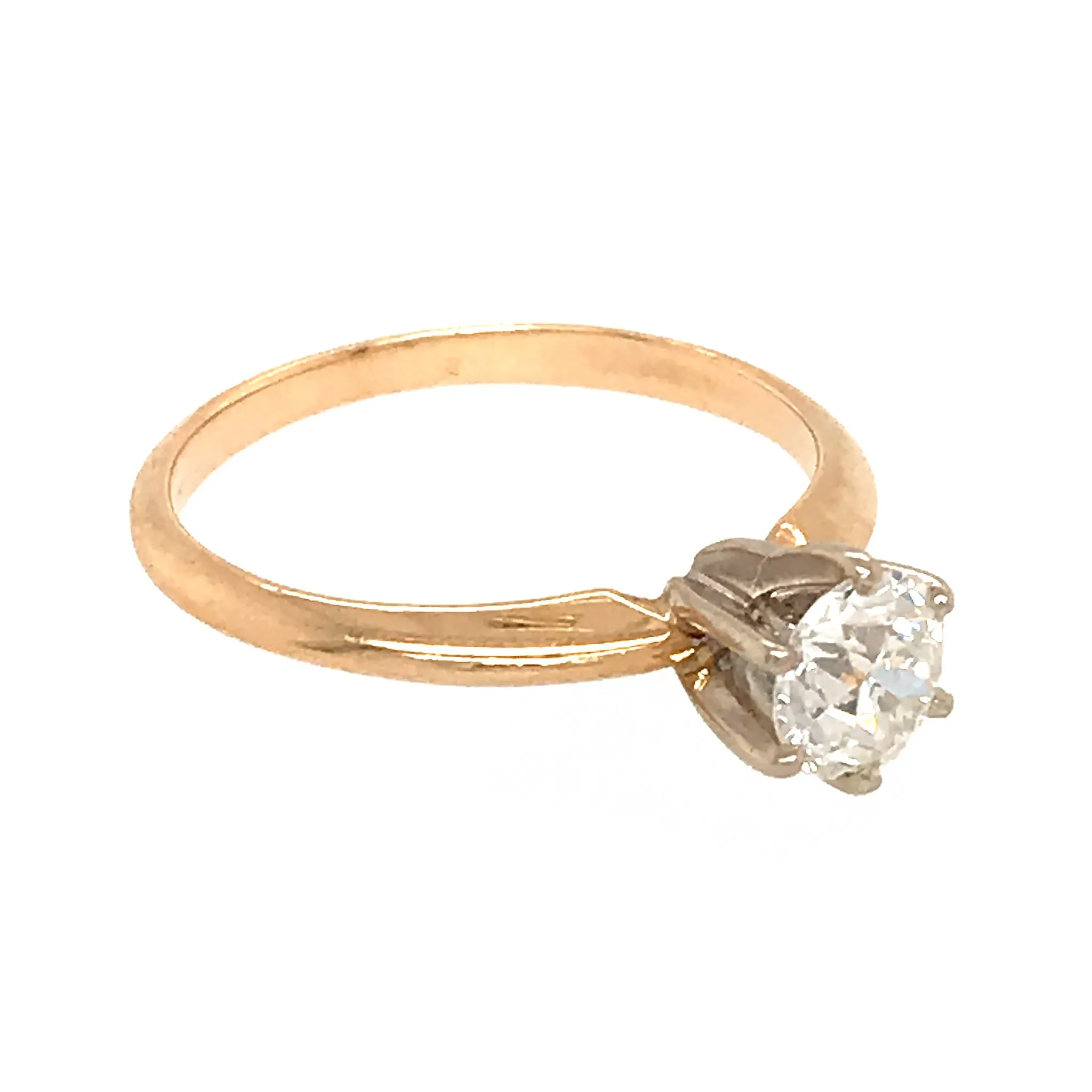 Pretty 14k Yellow Gold Diamond Solitaire Engagement Ring Size 5.25