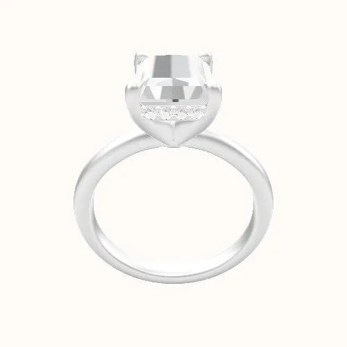 Rounded Solitaire Engagement Ring With V Prong with Hidden Halo Head