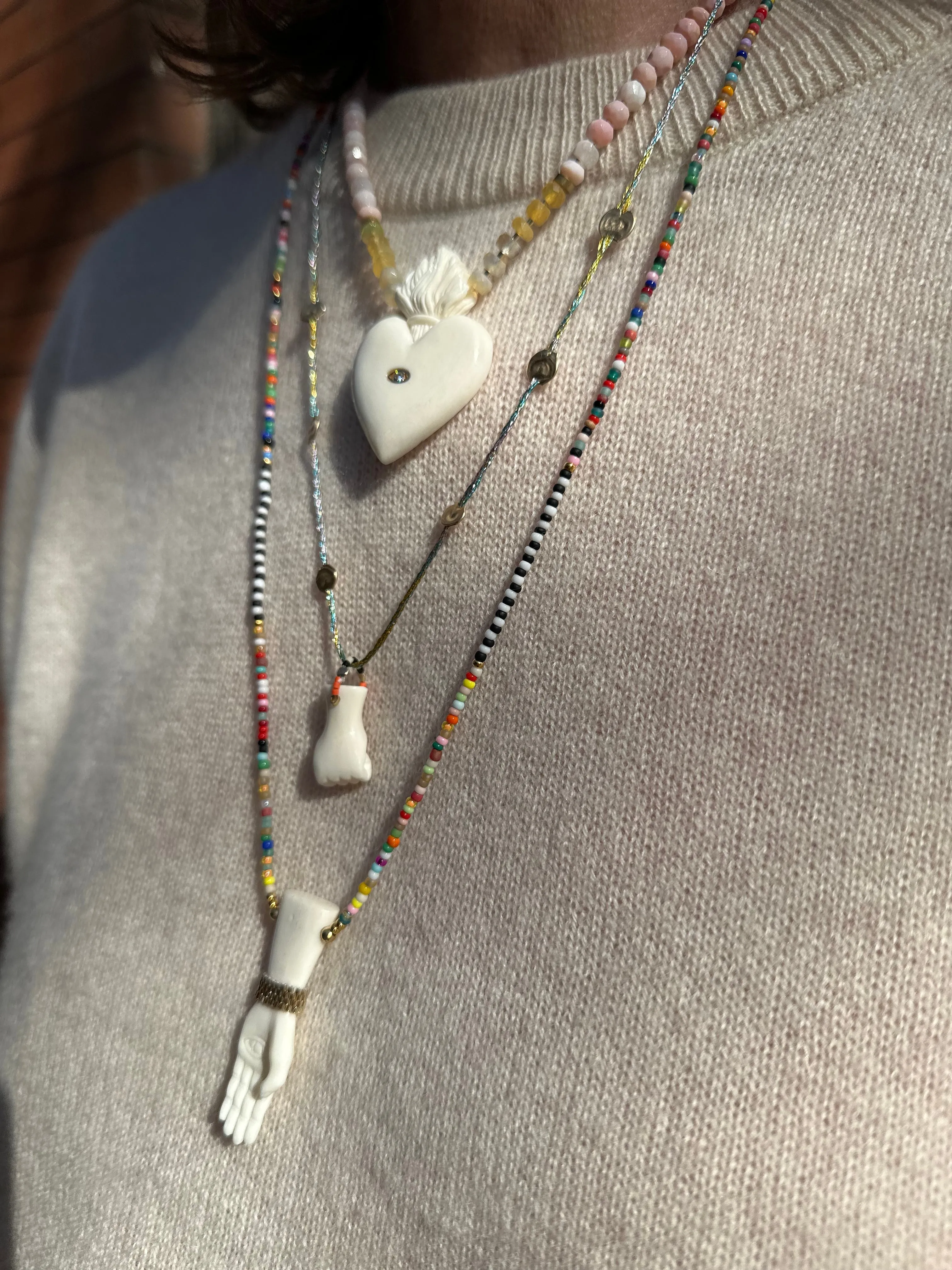 SAGRADO HEART 14K EYE DIA/OPAL NECKLACE