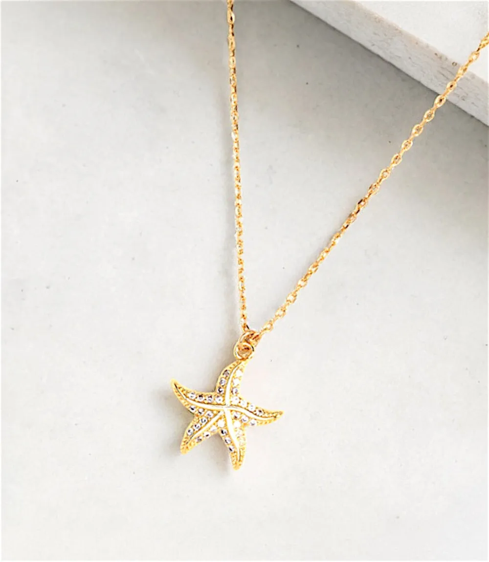 Small Pavé Starfish Necklace