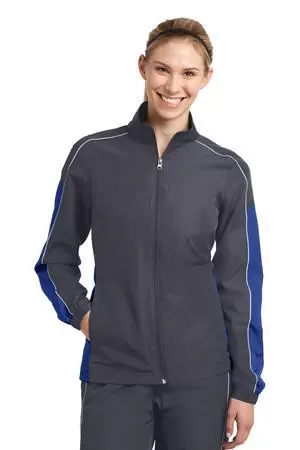 Sport Tek LST61 Sport-Tek Ladies Piped Colorblock Wind Jacket SKU: LST61