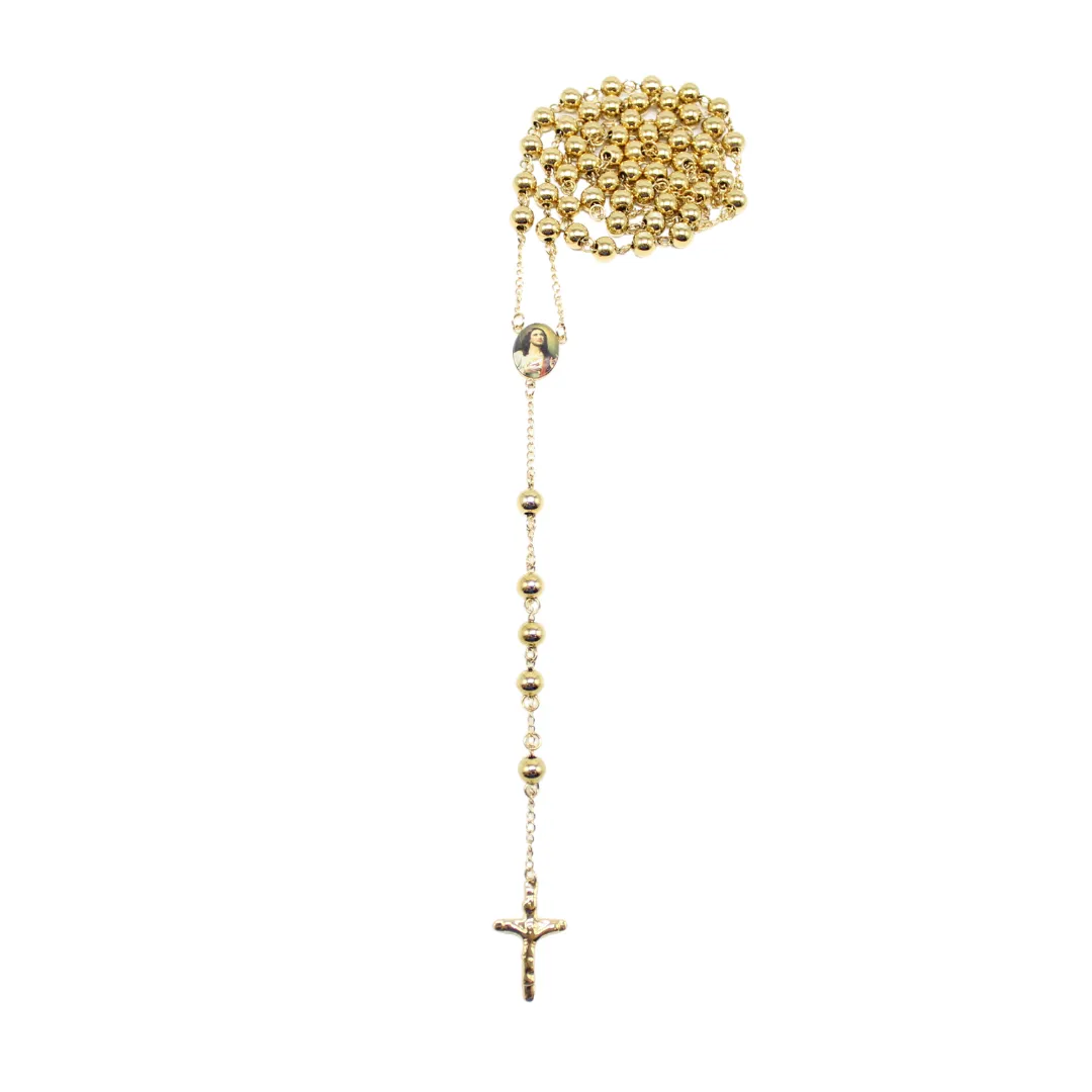 Stainless Steel 10 mm Gold plated  Beads Rosary