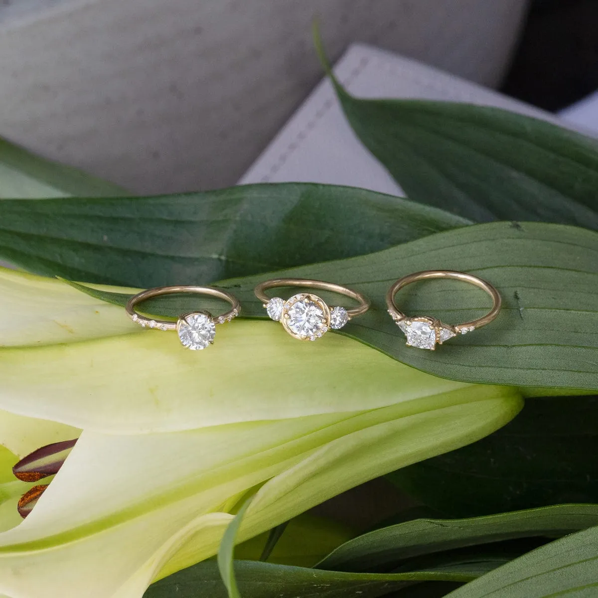 Starry Round Diamond Engagement Ring