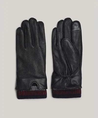 Tommy Hilfiger Men's Stripe Leather Mix Glove