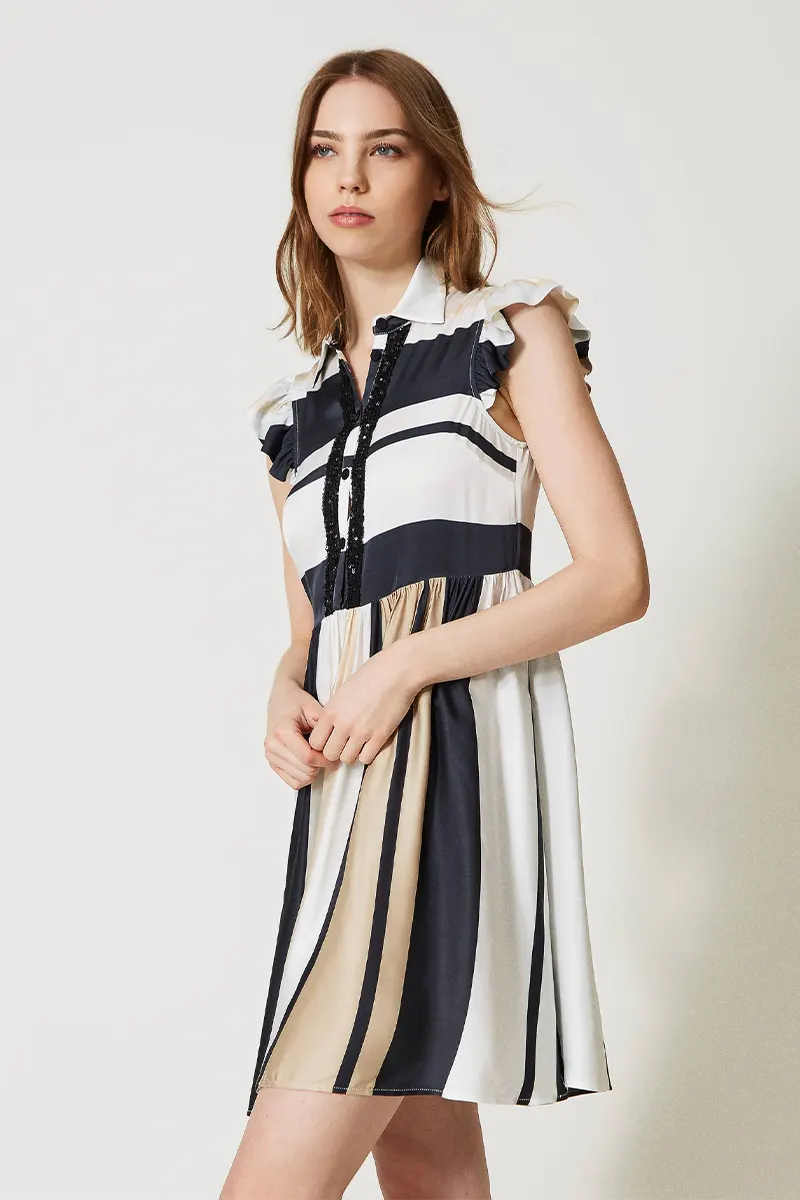 TWINSET | Abito corto a righe con paillettes