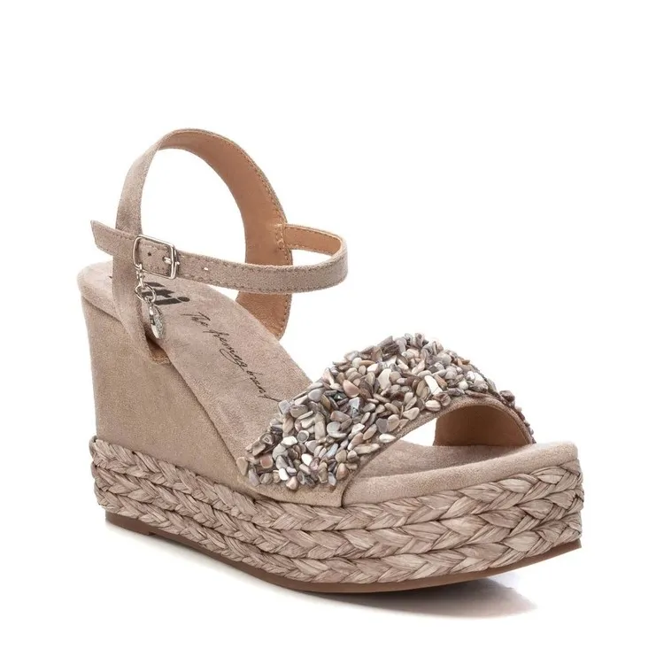 XTI 142673 Scarpe Donna Sandali con Pietre Zeppa Beige