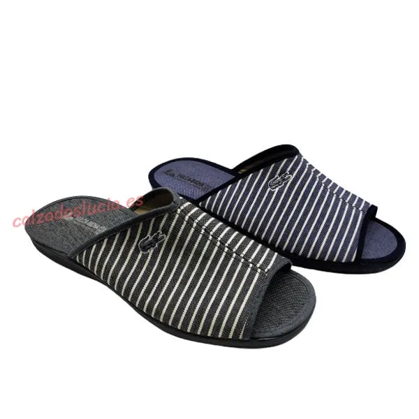 Zapatilla de casa vaquera a rayas